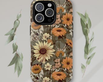 Vintage Sunflower Phone Case | Boho Autumn Floral Art
