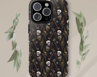 Gothic Skull Floral Phone Case | Dark Academia Style