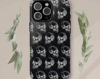 Gothic Skulls Phone Case | Sketched Skull Art, Dark Academia