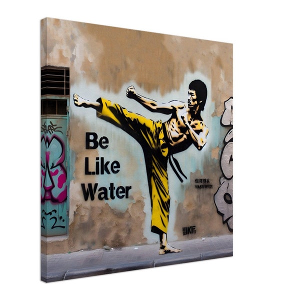 Bruce Lee Canvas Wall Hanging, Be Like Water Quote, Inspirational Wall Art, Kung Fu inspired, Metaphorical Motivational Prints, Canvas Art