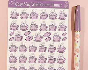 Cozy Mugs Word Count Planner Stickers