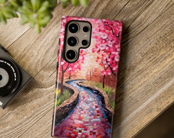 Kirschblüte Serenity robuste Handyhülle, iPhone 13 Hülle, Samsung S24 Schutzhülle, Samsung Galaxy S24 Schutzhülle, glänzende Handyhülle