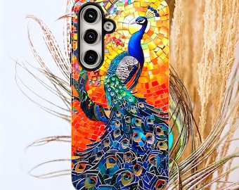 Pfau Handyhülle Majestätisch Pfau Mosaik Robuste Handyhülle Iphone Hülle iPhone 15 Hülle Samsung S24 Hülle Iphone 13 Hülle