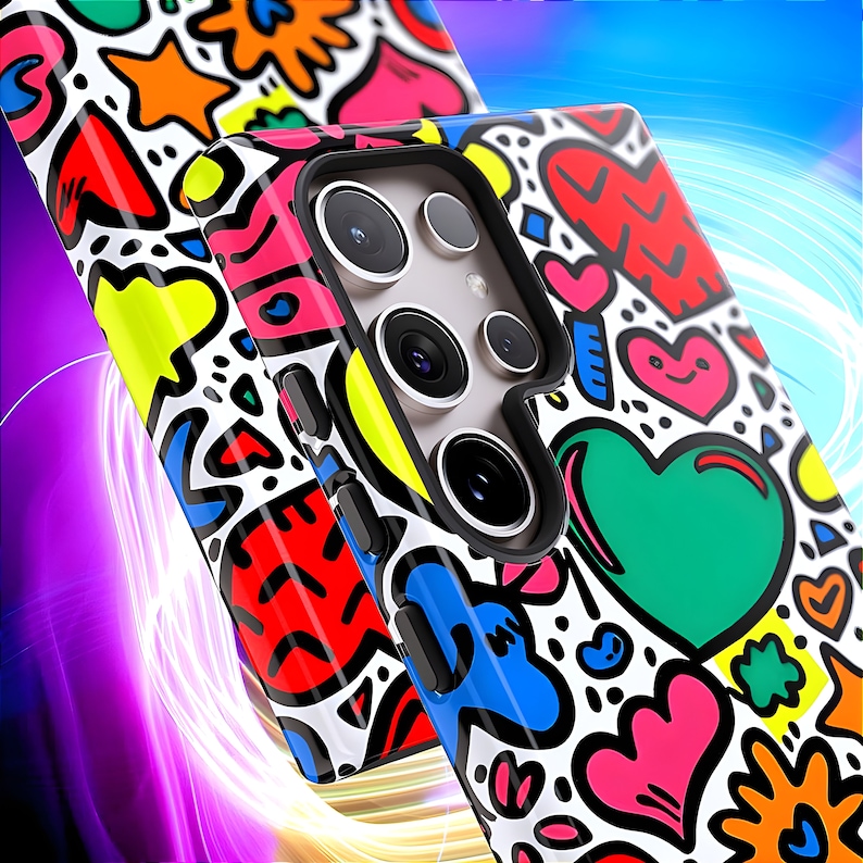 Bold Hearts Keith Haring Inspired Tough Case, S24 Casing and Matte ...