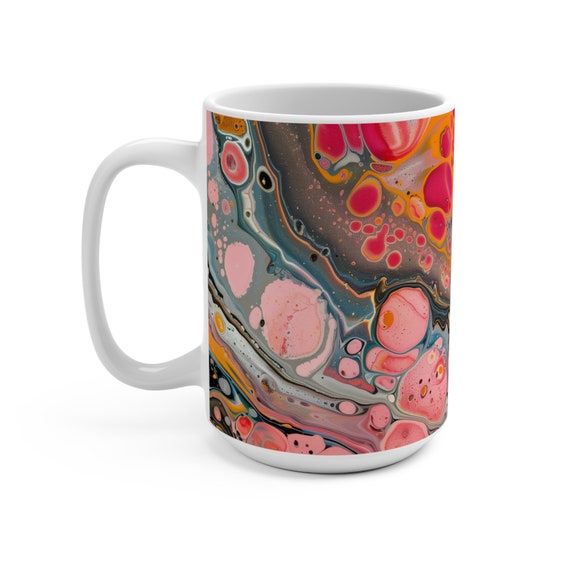 Acrylic Pour Coffee Mug | Abstract Fluid Art Tea Mug | Ceramic 15oz Coffee  Cup - Etsy