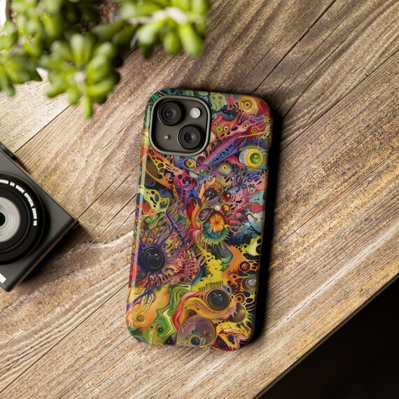 Colorful Neuromorphic Abstract iPhone/Android Cell Phone Case | Designer  Psychedelic Art Case | Dual Layer Tough Protective Case