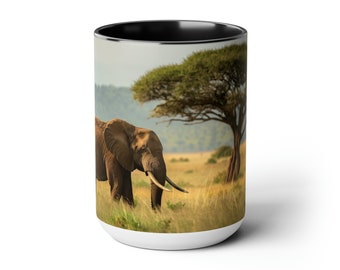 Olifant dier koffiemok | Tweekleurige theekop | Keramische mok van 15oz