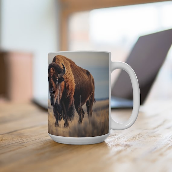Bison Animal Mug | 15oz Ceramic Coffee Cup | Tea Mug - Etsy