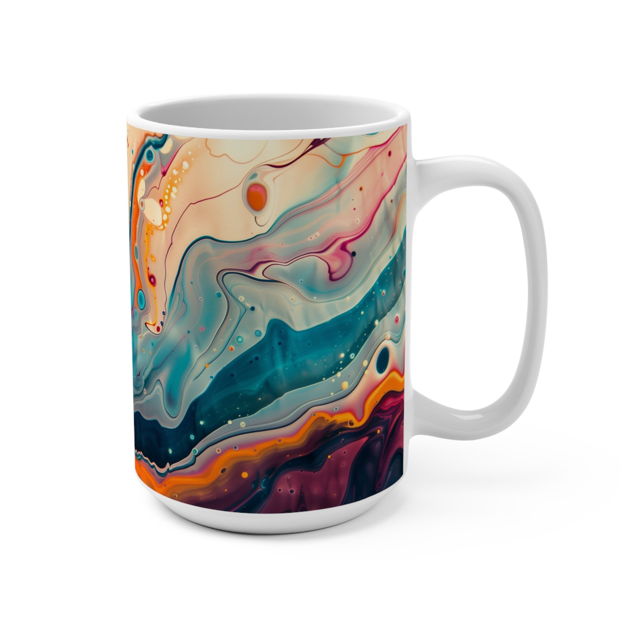 Acrylic Pour Coffee Mug | Abstract Fluid Art Tea Mug | Ceramic 15oz ...