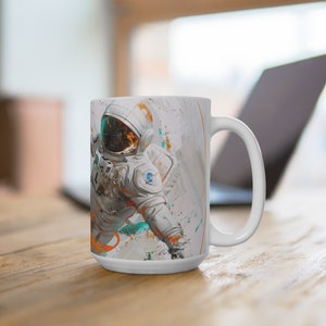 Abstract Cyberpunk Astronaut Coffee Mug | Outerspace Tea Mug | Ceramic Space Scifi 15oz Coffee Cup