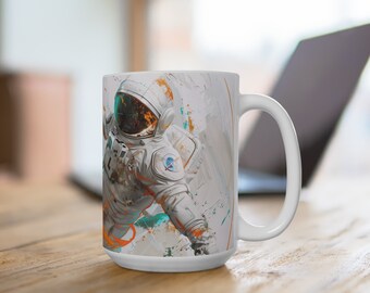 Abstract Cyberpunk Astronaut Coffee Mug | Outerspace Tea Mug | Ceramic Space Scifi 15oz Coffee Cup