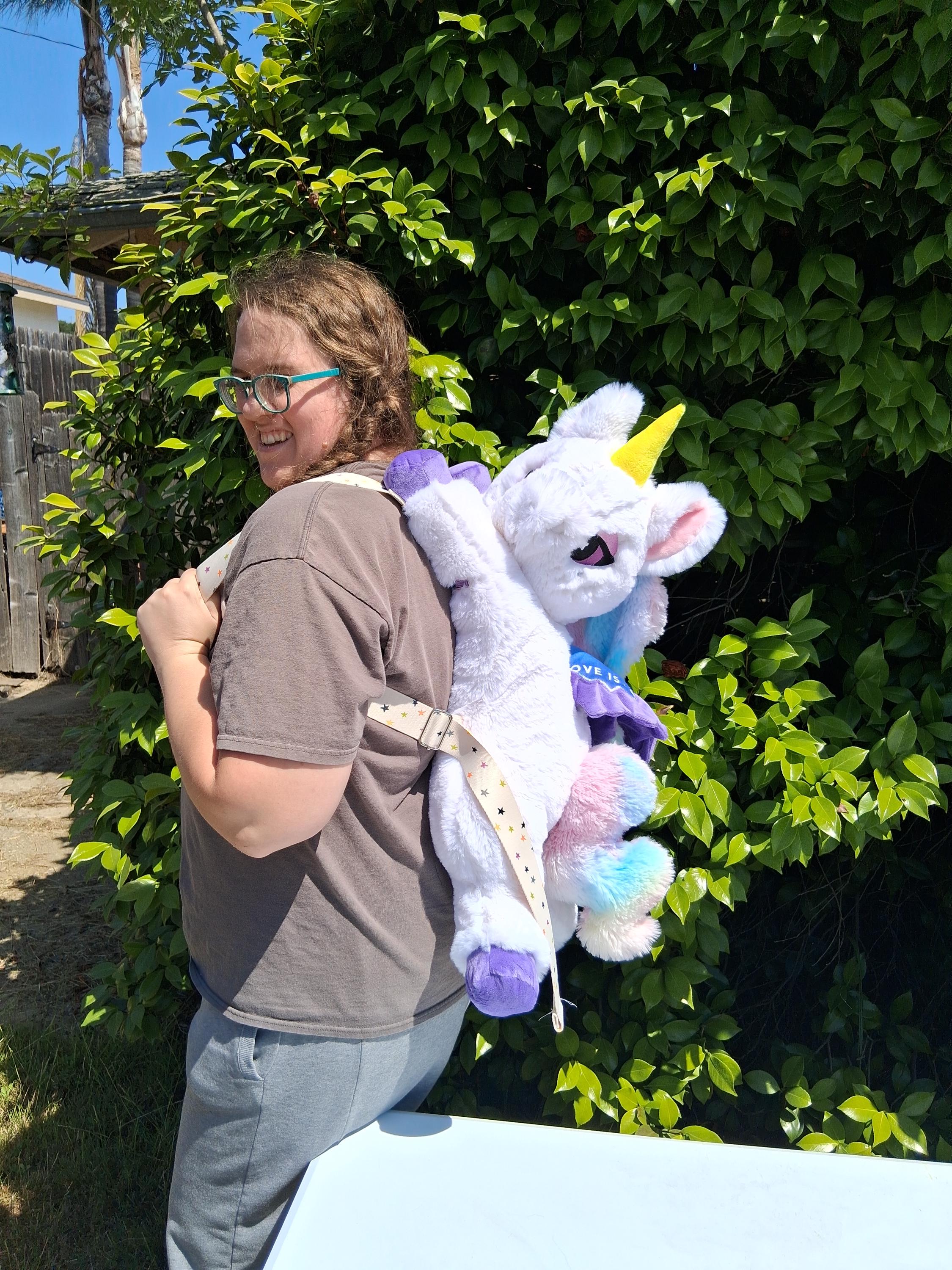 Large Unicorn Plush Backpack – Handmade White and Rainbow Unicorn Plushie Bag – Soft Stuffed Toy Backpack for Kids & Unicorn Lovers