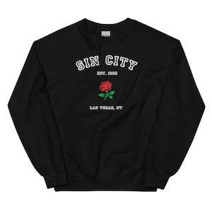 SIN CITY Las Vegas Print Crew Neck Sweatshirt