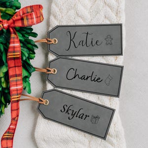 Personalized Christmas Leather Stocking Tag, Leather Holiday Name Tag, Custom Leather Tag, Stocking Tags