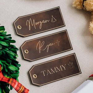 Stocking Tags - Personalized Christmas Tag - Leather Name Tag - Leather Stocking Tag - Custom Leather Name Tag