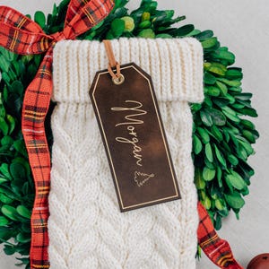 Holiday Stocking Tags, Personalized Christmas Tag, Leather Name Tag, Leather Stocking Tag, Custom Leather Name Tag