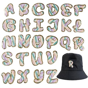 Alphabet A - Z Buchstaben Bügelbild Glitzer Leder Besticktes Aufbügeln Aufnäher
