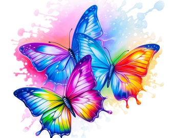 8 Digital Download Butterflies, Digital Butterflies Clipart, Butterflies, High Quality JPGs, Digital Download, Printable Image