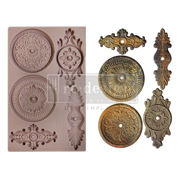 NEW!! Soho Haven Decor Mould Redesign with Prima 5" x 8" FREE SHIPPING Orders over 150 Resin Clay Fondant Knob Backplates Back Plates
