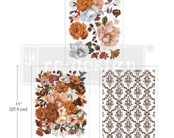 Classic Peach Redesign with Prima Middy 3 Sheets 8.5" x 11" Decor Furniture Rub On Transfer FREE SHIPPING Order over 150 Toile Roses Florals