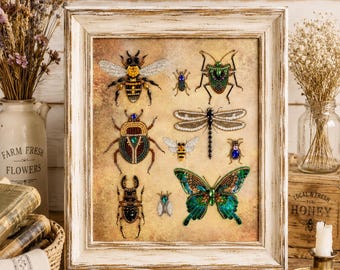 Bugs Bead Embroidery Kit: DIY Insect Beading on printed felt base
