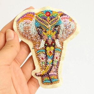 DIY Elephant Brooch Kit: Beaded Patch Hand Embroidery