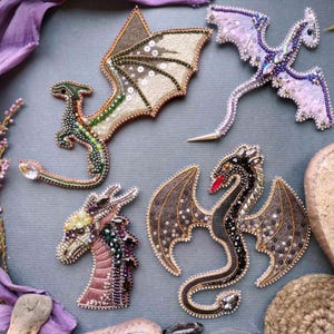 Zestaw do haftu broszki z motywem fantasy dragon, kolekcja biżuterii koralikowej (zestaw DIY)