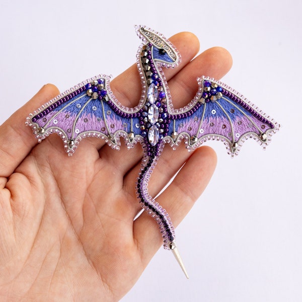 Kit de broderie de perles Dragon. Kit de broches en perles de rocaille. Kit de bricolage. Kit de perles fantaisie. Broderie perlée. Kit de fabrication de bijoux faits main