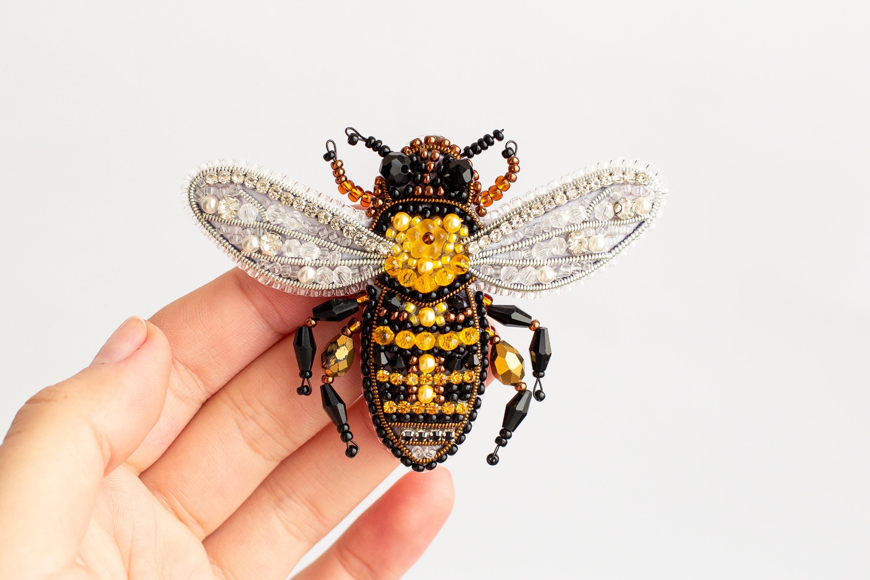 31 Engaging Bug Crafts For Kids 24 Bead Embroidery Kit: Honey Bee Brooch DIY Craft