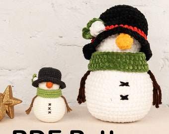 Crochet Pattern Snowman (Amigurumi tutorial PDF file). Christmas Crochet Pattern Amigurumi Snowman. Cute Crochet Tutorial for Beginners