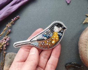 Chickadee Bird Beaded Embroidery Kit | Realistic DIY  Handmade Nature Jewelry Craft