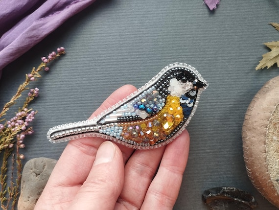 Chickadee Bird Beaded Embroidery Kit | Realistic DIY  Handmade Nature Jewelry Craft