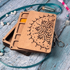 Organizer per perline personalizzabile, Scatola di legno per perline, Tavola per perline, Contenitore per perline, Accessori per cucire, Organizer per artigianato