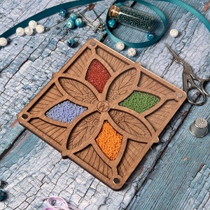Organizer per perline personalizzabile con coperchio trasparente, Scatola in legno per perline, Contenitore per perline, Accessori per cucire, Organizer per artigianato