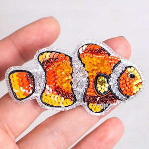 Bead Embroidery Kit Clown Fish. Seed Bead Brooch kit. DIY Craft kit. Beading Kit. Needlework beading. Handmade Jewelry Making Kit