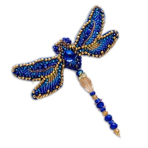 Bead Embroidery Kit: Blue Dragonfly Brooch DIY Craft