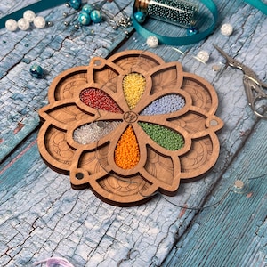 Organizer per perline personalizzabile con coperchio trasparente, Scatola in legno per perline, Contenitore per perline, Accessori per cucire, Organizer per artigianato