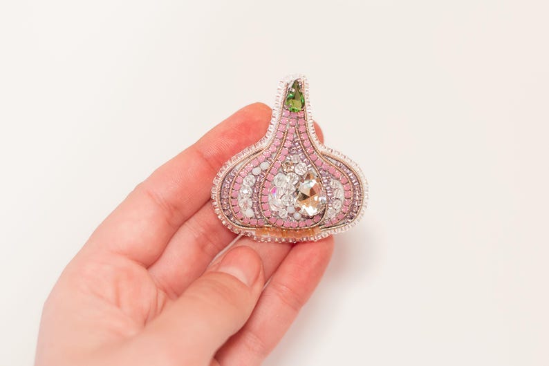 Bead Embroidery Brooch Kit: Garlic Veggies Beading, DIY Craft - Etsy