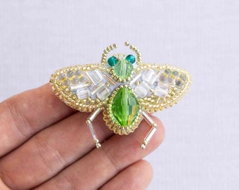 Bead Embroidery Kit Bug. Seed Bead Brooch kit. DIY Craft kit. Insect Beading Kit. Needlework beading. Handmade Jewelry Making Kit