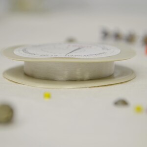 a spool of white thread sitting on top of a table