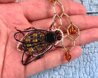Bead Embroidery Kit: Honey Bee Brooch DIY Craft