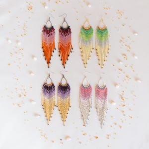 Gradient Beaded Earrings DIY Kit, Long Fringe Earrings Jewelry Making Kit
