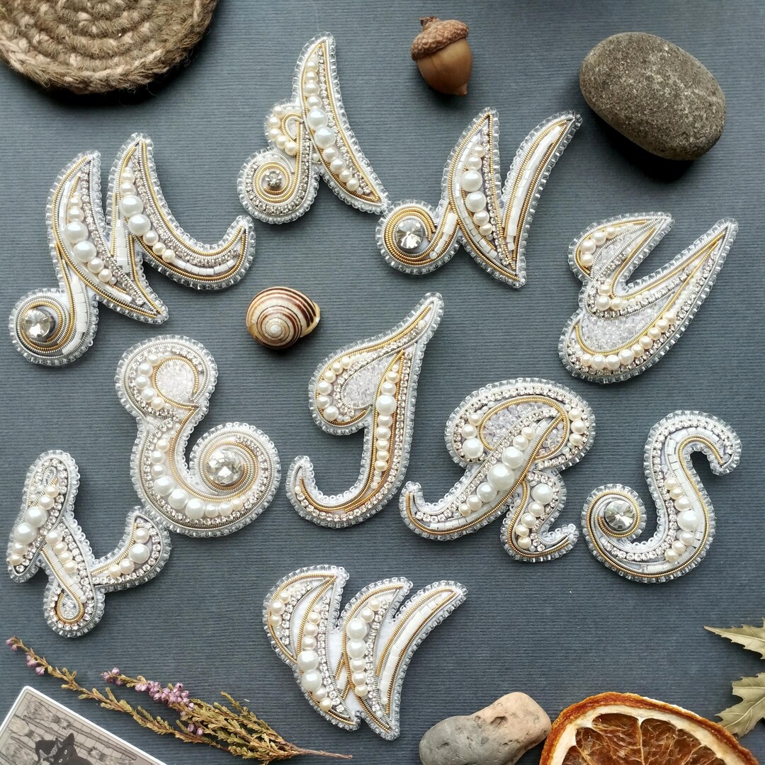Monogram Brooch Embroidery Kit, Initial Letter DIY Jewelry, Set of 4 - Etsy