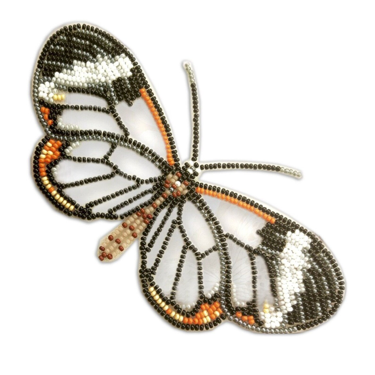 Glasswing Butterfly greta Oto Magnet Bead Embroidery Kit. DIY Craft Kit ...