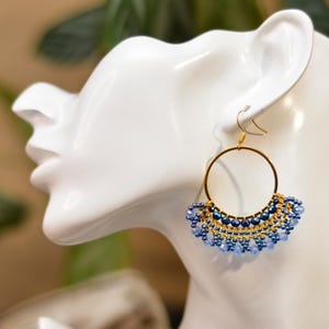 DIY Beaded Hoop Earrings Kit: Blue Boho Jewelry Making