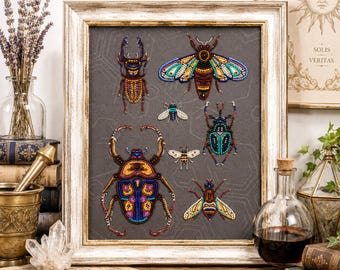 Butterfly Bead Embroidery Kit: Insect Beading on printed felt base (8x12 in)