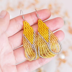 DIY Yellow Mosaic Beaded Dangle Earrings Kit: Adult Craft
