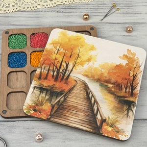 Organizzatore di perline di semi personalizzabile, contenitore per perline di semi, tavola per perline in legno, vassoio per smistamento perline, organizzatore per artigianato ONB-FLZB-240