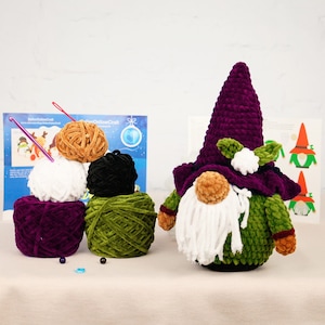Plush Christmas Gnome Crochet Kit: Beginner Amigurumi DIY Craft