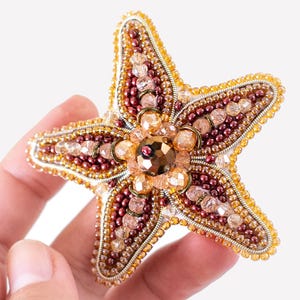 Bead Embroidery Kit Starfish. Seed Bead Brooch kit. DIY Craft kit. Beading Kit. Needlework beading. Handmade Jewelry Making Kit